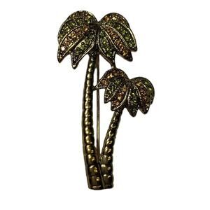 Palm Tree Costume Jewelry Pin Brooch Green Yellow